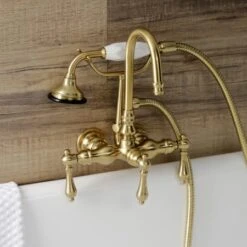 Aqua Vintage Wall Mounted Clawfoot Tub Filler With Built-In Diverter – Includes Hand Shower 23 Aqua Vintage Wall Mounted Clawfoot Tub Filler With Built-In Diverter – Includes Hand Shower -Bathroom Sales Store kingston brass ae7t alternate view 371