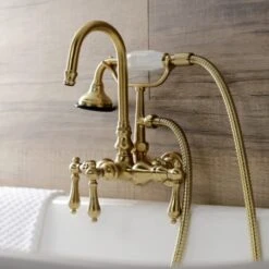 Aqua Vintage Wall Mounted Clawfoot Tub Filler With Built-In Diverter – Includes Hand Shower 24 Aqua Vintage Wall Mounted Clawfoot Tub Filler With Built-In Diverter – Includes Hand Shower -Bathroom Sales Store kingston brass ae7t alternate view 372