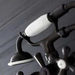 Kingston Wall Mounted Tub Filler With Built-In Diverter – Includes Hand Shower -Bathroom Sales Store kingston brass ks226 alternate view 990