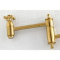 Restoration 3.8 GPM Wall Mounted Double Handle Pot Filler Faucet With Metal Cross Handles -Bathroom Sales Store kingston brass ks310 ax alternate view 1168