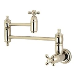 Restoration 3.8 GPM Wall Mounted Double Handle Pot Filler Faucet With Metal Cross Handles