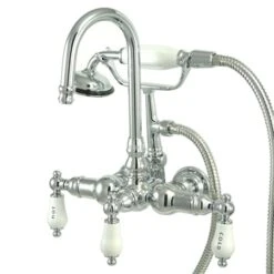 Vintage Wall Mounted Clawfoot Tub Filler Trim And Built-In Diverter - Includes Personal Hand Shower