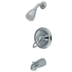 Tub And Shower Trim With Single Function Shower Head, Metal Lever Handle And Valve