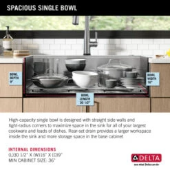 Delta Rivet 33” Workstation Kitchen Sink Top Mount Drop-In 16 Gauge Stainless Steel Single Bowl With WorkFlow Ledge And Accessories -Bathroom Sales Store kjm5y3iiid0nxmbxoaot