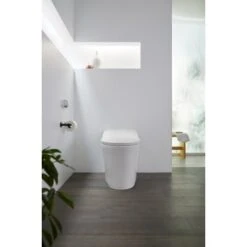 Eir 0.8 / 1.0 GPF Dual Flush One Piece Elongated Chair Height Toilet With Actuator Plate Flush - Bidet Seat Included -Bathroom Sales Store kohler 77795 imagegallery5