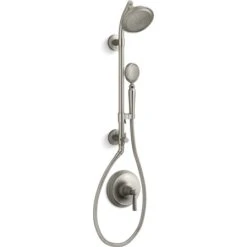HydroRail Pressure Balanced Shower System With Shower Head, Hand Shower, Hose, Shower Column, Valve Trim, And Rough-In