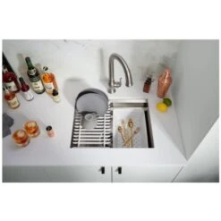 Prolific 23" Undermount Single Basin Stainless Steel Kitchen Sink With Basin Rack, Colander, And Cutting Board -Bathroom Sales Store kohler k 23650 alternate image 2189