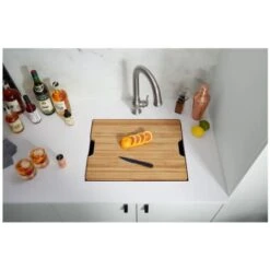 Prolific 23" Undermount Single Basin Stainless Steel Kitchen Sink With Basin Rack, Colander, And Cutting Board -Bathroom Sales Store kohler k 23650 alternate image 2190