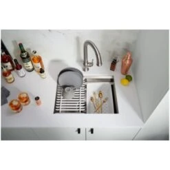 Prolific 23" Undermount Single Basin Stainless Steel Kitchen Sink With Basin Rack, Colander, And Cutting Board -Bathroom Sales Store kohler k 23650 alternate view 136