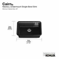 Cairn 27-1/2" Undermount Single Basin Composite Kitchen Sink -Bathroom Sales Store kohler k 28000 alternate image 2441