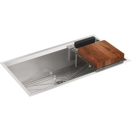 Tempered 32-1/4" Undermount Single Basin Stainless Steel Workstation Kitchen Sink 14 Tempered 32-1/4" Undermount Single Basin Stainless Steel Workstation Kitchen Sink - Image 12