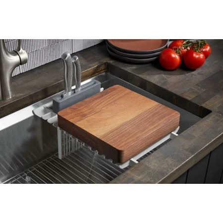 Tempered 32-1/4" Undermount Single Basin Stainless Steel Workstation Kitchen Sink 6 Tempered 32-1/4" Undermount Single Basin Stainless Steel Workstation Kitchen Sink - Image 4