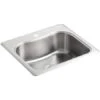 Staccato 25" Single Basin Top-Mount 18-Gauge Stainless Steel Kitchen Sink With SilentShield -Bathroom Sales Store kohler k 3362 1 na 51