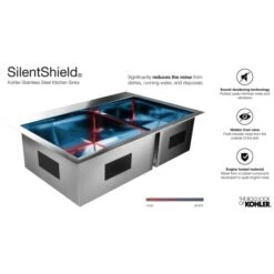 Staccato 33" Double Basin Top-Mount 18-Gauge Stainless Steel Kitchen Sink With SilentShield 18 Staccato 33" Double Basin Top-Mount 18-Gauge Stainless Steel Kitchen Sink With SilentShield -Bathroom Sales Store kohler k 3369 4 alternate image 1933