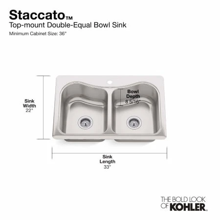 Staccato 33" Double Basin Top-Mount 18-Gauge Stainless Steel Kitchen Sink With SilentShield 12 Staccato 33" Double Basin Top-Mount 18-Gauge Stainless Steel Kitchen Sink With SilentShield - Image 10