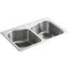 Staccato 33" Double Basin Top-Mount 18-Gauge Stainless Steel Kitchen Sink With SilentShield 2 Staccato 33" Double Basin Top-Mount 18-Gauge Stainless Steel Kitchen Sink With SilentShield -Bathroom Sales Store kohler k 3369 4 na 56