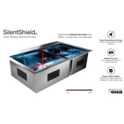 Vault 25" Single Basin Top-Mount/Under-Mount 18-Gauge Stainless Steel Kitchen Sink With SilentShield -Bathroom Sales Store kohler k 3822 1 alternate view 621