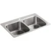 Verse 33" Double Basin Drop In Stainless Steel Kitchen Sink With Single Faucet Hole 1 Verse 33" Double Basin Drop In Stainless Steel Kitchen Sink With Single Faucet Hole -Bathroom Sales Store kohler k 5267 1 na 120