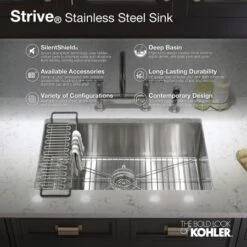Strive 24" Single Basin Undermount 16-Gauge Stainless Steel Kitchen Sink With SilentShield -Bathroom Sales Store kohler k 5286 alternate image 20