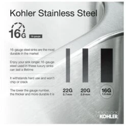 Strive 24" Single Basin Undermount 16-Gauge Stainless Steel Kitchen Sink With SilentShield -Bathroom Sales Store kohler k 5286 alternate image 2083