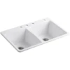 Deerfield 33" Double Basin Top-Mount Enameled Cast-Iron Kitchen Sink 2 Deerfield 33" Double Basin Top-Mount Enameled Cast-Iron Kitchen Sink -Bathroom Sales Store kohler k 5873 4 0 601