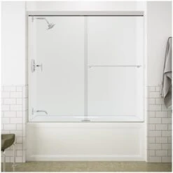 Revel 55-1/2" High X 59-5/8" Wide Frameless Sliding Shower Door With 5/16" Clear Glass, Reversible Opening, And CleanCoat -Bathroom Sales Store kohler k 707001 l alternate image 851