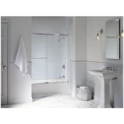 Revel 55-1/2" High X 59-5/8" Wide Frameless Sliding Shower Door With 5/16" Clear Glass, Reversible Opening, And CleanCoat -Bathroom Sales Store kohler k 707001 l alternate image 854