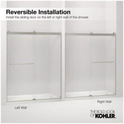 Revel 55-1/2" High X 59-5/8" Wide Frameless Sliding Shower Door With 5/16" Clear Glass, Reversible Opening, And CleanCoat -Bathroom Sales Store kohler k 707001 l alternate image 857