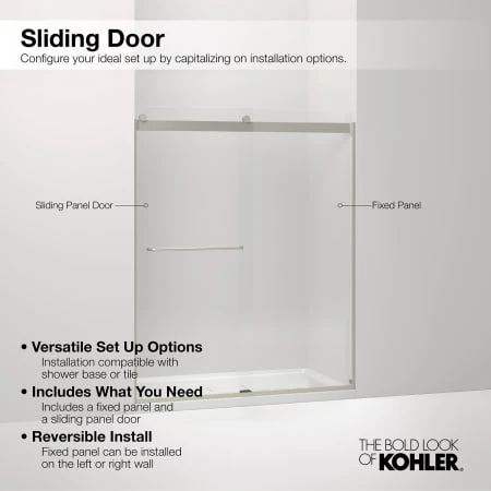 Revel 70"High X 47-5/8" Wide Frameless Sliding Shower Door With Clear Glass, Reversible Opening, And CleanCoat 6 Revel 70"High X 47-5/8" Wide Frameless Sliding Shower Door With Clear Glass, Reversible Opening, And CleanCoat - Image 4