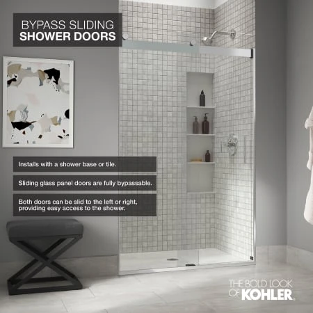 Revel 70"High X 47-5/8" Wide Frameless Sliding Shower Door With Clear Glass, Reversible Opening, And CleanCoat 8 Revel 70"High X 47-5/8" Wide Frameless Sliding Shower Door With Clear Glass, Reversible Opening, And CleanCoat - Image 6