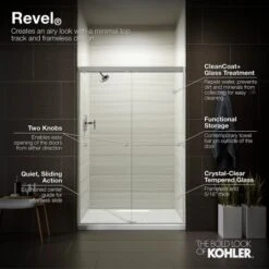 Revel 70"High X 47-5/8" Wide Frameless Sliding Shower Door With Clear Glass, Reversible Opening, And CleanCoat 26 Revel 70"High X 47-5/8" Wide Frameless Sliding Shower Door With Clear Glass, Reversible Opening, And CleanCoat -Bathroom Sales Store kohler k 707101 l alternate image 932