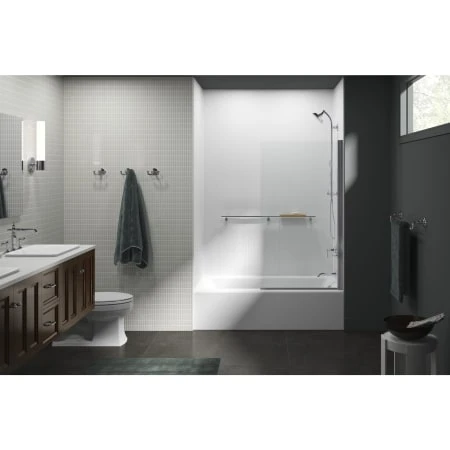 Aerie 57" High X 32" Wide Frameless Bath Screen With CleanCoat And Square Corner 9 Aerie 57" High X 32" Wide Frameless Bath Screen With CleanCoat And Square Corner - Image 7