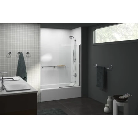 Aerie 57" High X 32" Wide Frameless Bath Screen With CleanCoat And Square Corner 17 Aerie 57" High X 32" Wide Frameless Bath Screen With CleanCoat And Square Corner - Image 15