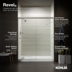 Revel 70" High X 59 5/8” Wide Frameless Sliding Shower Door With Tempered Crystal Clear Glass -Bathroom Sales Store kohler k 707200 l alternate image 992