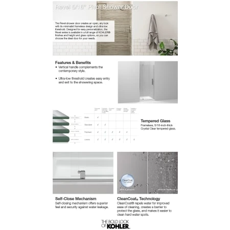 Revel 74"H X 31-1/8-36"W Pivot Frameless Shower Door With Thick Clear Glass 9 Revel 74"H X 31-1/8-36"W Pivot Frameless Shower Door With Thick Clear Glass - Image 7