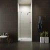 Revel 74"H X 31-1/8-36"W Pivot Frameless Shower Door With Thick Clear Glass -Bathroom Sales Store kohler k 707516 l shp 5146557