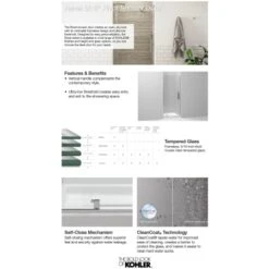 Revel 74"H X 35-1/8 - 40"W Pivot Frameless Shower Door With Thick Clear Glass -Bathroom Sales Store kohler k 707536 l alternate image 1136