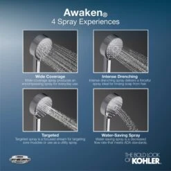 Awaken 1.75 GPM Multi Function Hand Shower Package With MasterClean Sprayface - Includes Slide Bar And Hose 7 Awaken 1.75 GPM Multi Function Hand Shower Package With MasterClean Sprayface - Includes Slide Bar And Hose -Bathroom Sales Store kohler k 99243 g alternate image 104