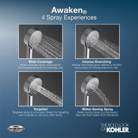 Awaken 1.75 GPM Multi Function Hand Shower Package With MasterClean Sprayface - Includes Slide Bar And Hose 5 Awaken 1.75 GPM Multi Function Hand Shower Package With MasterClean Sprayface - Includes Slide Bar And Hose - Image 3