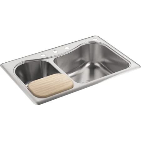 Staccato 33" Double Basin Drop In 18-Gauge Stainless Steel Kitchen Sink With SilentShield, Cutting Board, And Four Faucet Holes 3 Staccato 33" Double Basin Drop In 18-Gauge Stainless Steel Kitchen Sink With SilentShield, Cutting Board, And Four Faucet Holes