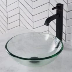 Bathroom Combo - 14" Clear Glass Vessel Bathroom Sink With Vessel Faucet, Pop-Up Drain, And Mounting Ring -Bathroom Sales Store kraus c gv 101 14 12mm 1007 alternate image 81