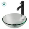 Bathroom Combo - 14" Clear Glass Vessel Bathroom Sink With Vessel Faucet, Pop-Up Drain, And Mounting Ring 1 Bathroom Combo - 14" Clear Glass Vessel Bathroom Sink With Vessel Faucet, Pop-Up Drain, And Mounting Ring -Bathroom Sales Store kraus c gv 101 14 12mm 1007orb 2795527