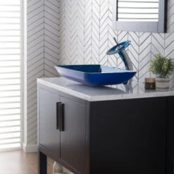 Bathroom Combo - 21-7/8" Irruption Blue Glass Vessel Bathroom Sink With Vessel Faucet, Pop-Up Drain, And Mounting Ring -Bathroom Sales Store kraus c gvr 204 re 10 alternate image 286