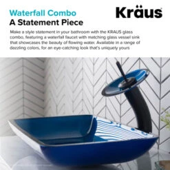 Bathroom Combo - 21-7/8" Irruption Blue Glass Vessel Bathroom Sink With Vessel Faucet, Pop-Up Drain, And Mounting Ring -Bathroom Sales Store kraus c gvr 204 re 10 alternate image 294