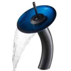 Bathroom Combo - 21-7/8" Irruption Blue Glass Vessel Bathroom Sink With Vessel Faucet, Pop-Up Drain, And Mounting Ring -Bathroom Sales Store kraus c gvr 204 re 10 alternate image 296