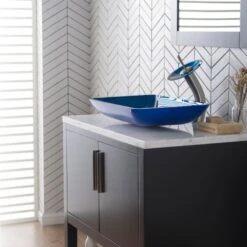 Bathroom Combo - 21-7/8" Irruption Blue Glass Vessel Bathroom Sink With Vessel Faucet, Pop-Up Drain, And Mounting Ring -Bathroom Sales Store kraus c gvr 204 re 10 alternate image 298