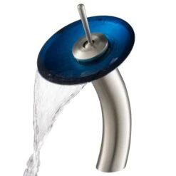 Bathroom Combo - 21-7/8" Irruption Blue Glass Vessel Bathroom Sink With Vessel Faucet, Pop-Up Drain, And Mounting Ring -Bathroom Sales Store kraus c gvr 204 re 10 alternate image 302