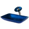 Bathroom Combo - 21-7/8" Irruption Blue Glass Vessel Bathroom Sink With Vessel Faucet, Pop-Up Drain, And Mounting Ring -Bathroom Sales Store kraus c gvr 204 re 10sn 2795527