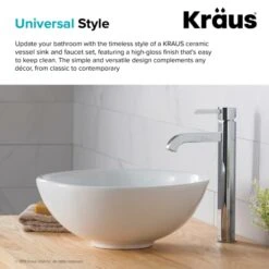 Bathroom Combo - 15-3/4" Ceramic Vessel Bathroom Sink With Vessel Faucet, Pop-Up Drain -Bathroom Sales Store kraus c kcv 141 1007 alternate image 527