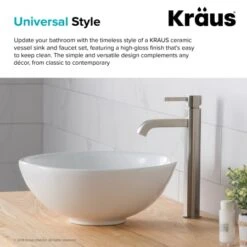 Bathroom Combo - 15-3/4" Ceramic Vessel Bathroom Sink With Vessel Faucet, Pop-Up Drain -Bathroom Sales Store kraus c kcv 141 1007 alternate image 537